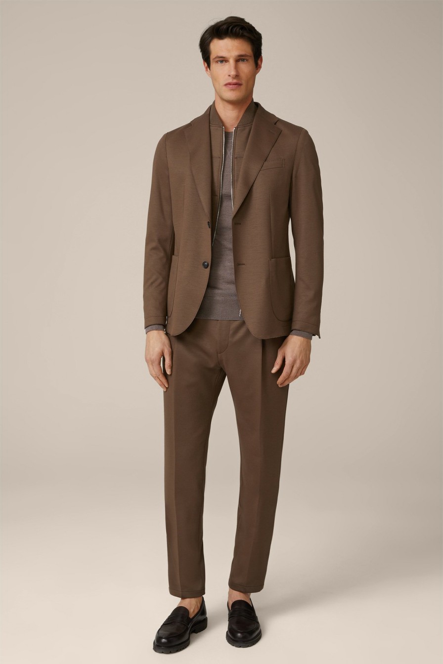 Online Windsor Floro Wool Jersey Pleat-Front Trousers In Brown