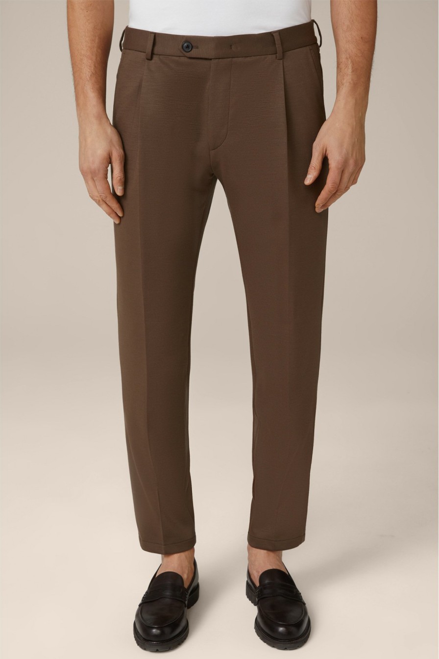 Online Windsor Floro Wool Jersey Pleat-Front Trousers In Brown