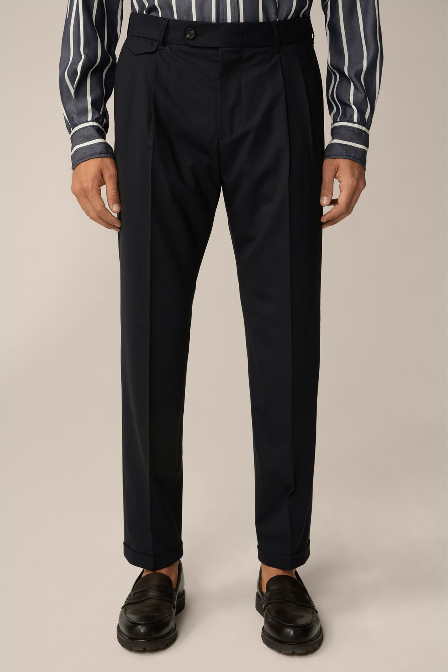 Best Windsor Serpo Modular Trousers With Pleated Front And Turn-Ups In Navy