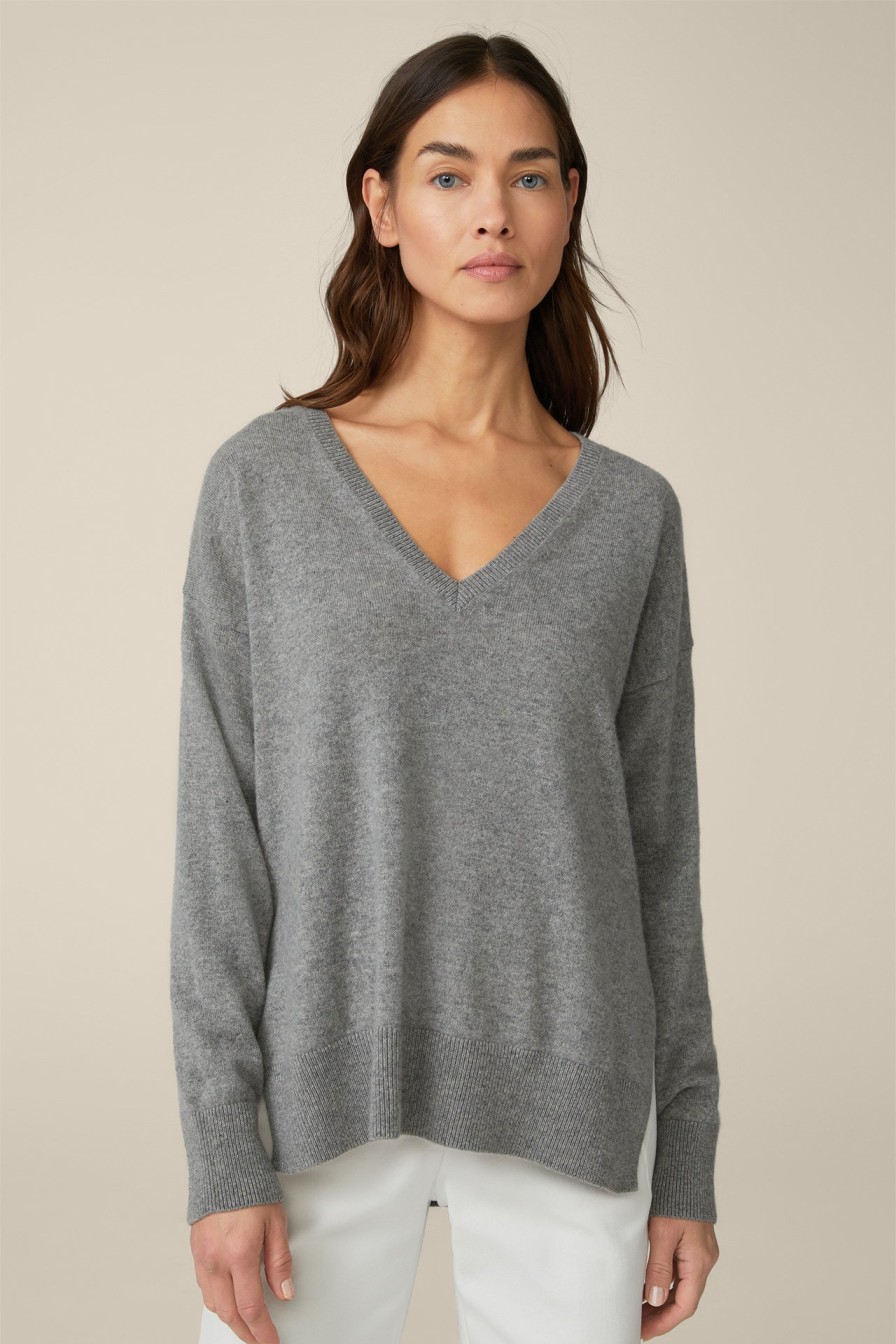 New Windsor Cashmere Pullover In Grey Melange