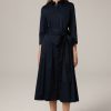 New Windsor Cotton Stretch Shirt Dress In Navy