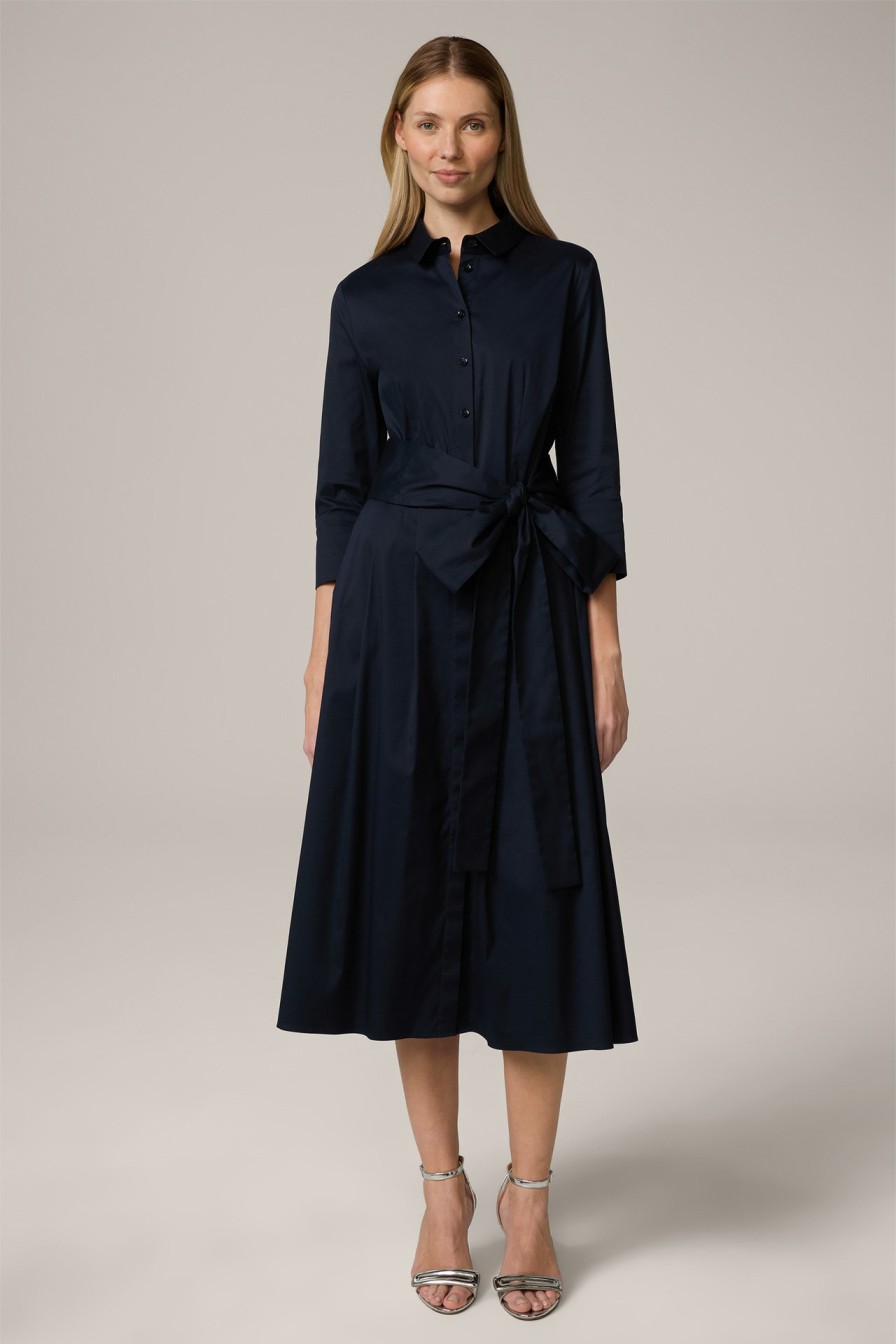 New Windsor Cotton Stretch Shirt Dress In Navy