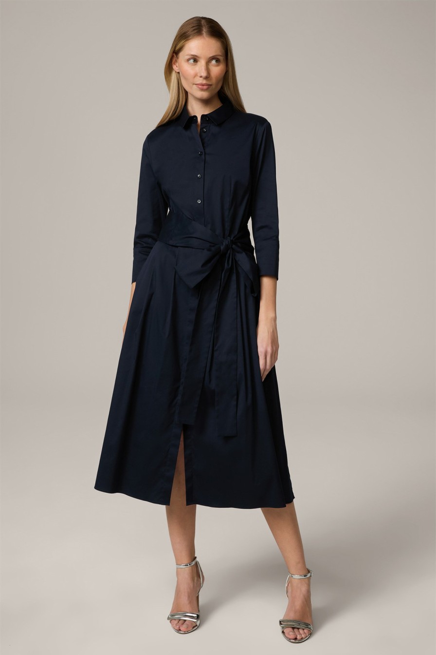 New Windsor Cotton Stretch Shirt Dress In Navy