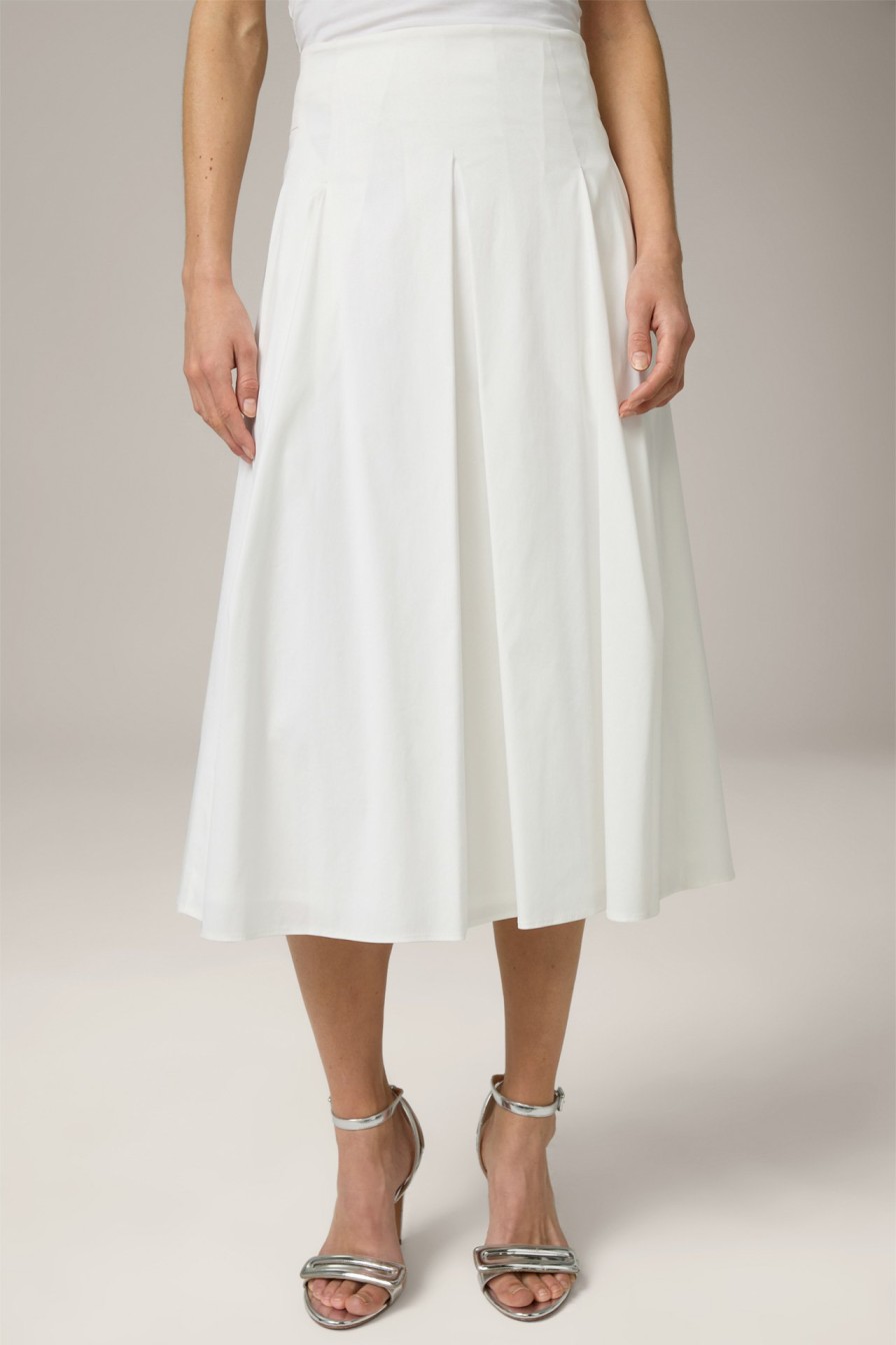 New Windsor Cotton Stretch Midi Skirt In Ecru