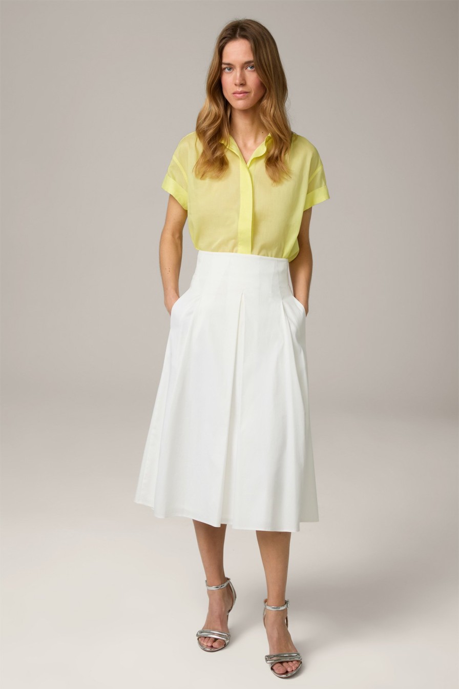 New Windsor Cotton Stretch Midi Skirt In Ecru