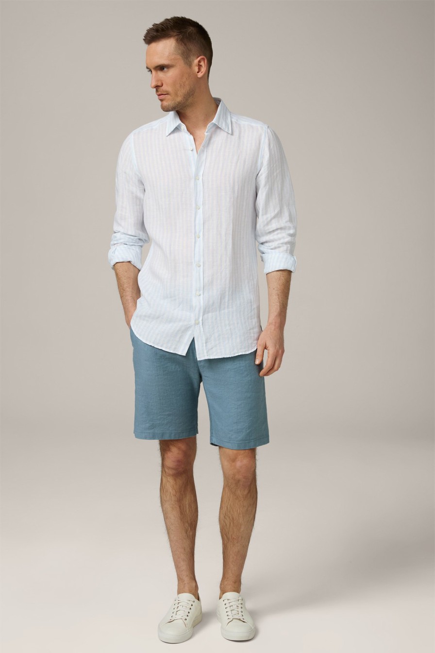 Hot Windsor Scurtino Linen Blend Shorts With Draw Cord In Denim Blue