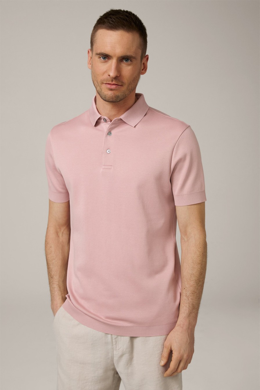 Clearance Windsor Floro Cotton Polo Shirt In Dusty Pink