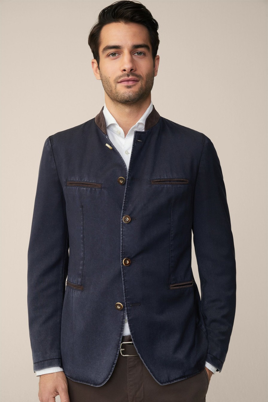 Clearance Windsor Frosted Wool Traditional Schwabing Cardigan-Style Jacket In Flecked Navy