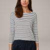 New Windsor Tencel/Cotton Shirt In Navy And Ecru Stripes