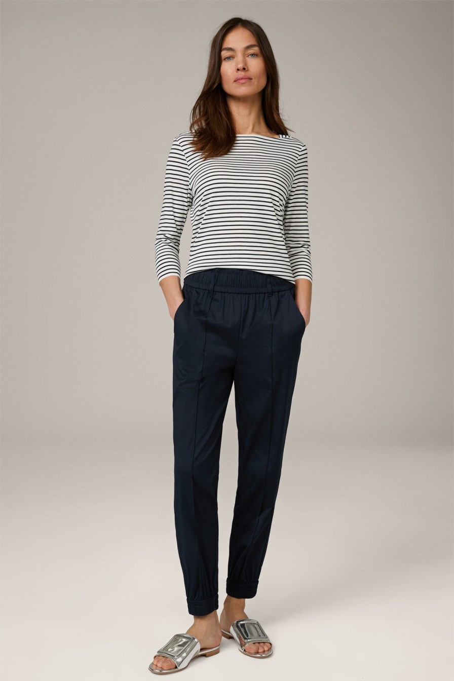 New Windsor Tencel/Cotton Shirt In Navy And Ecru Stripes