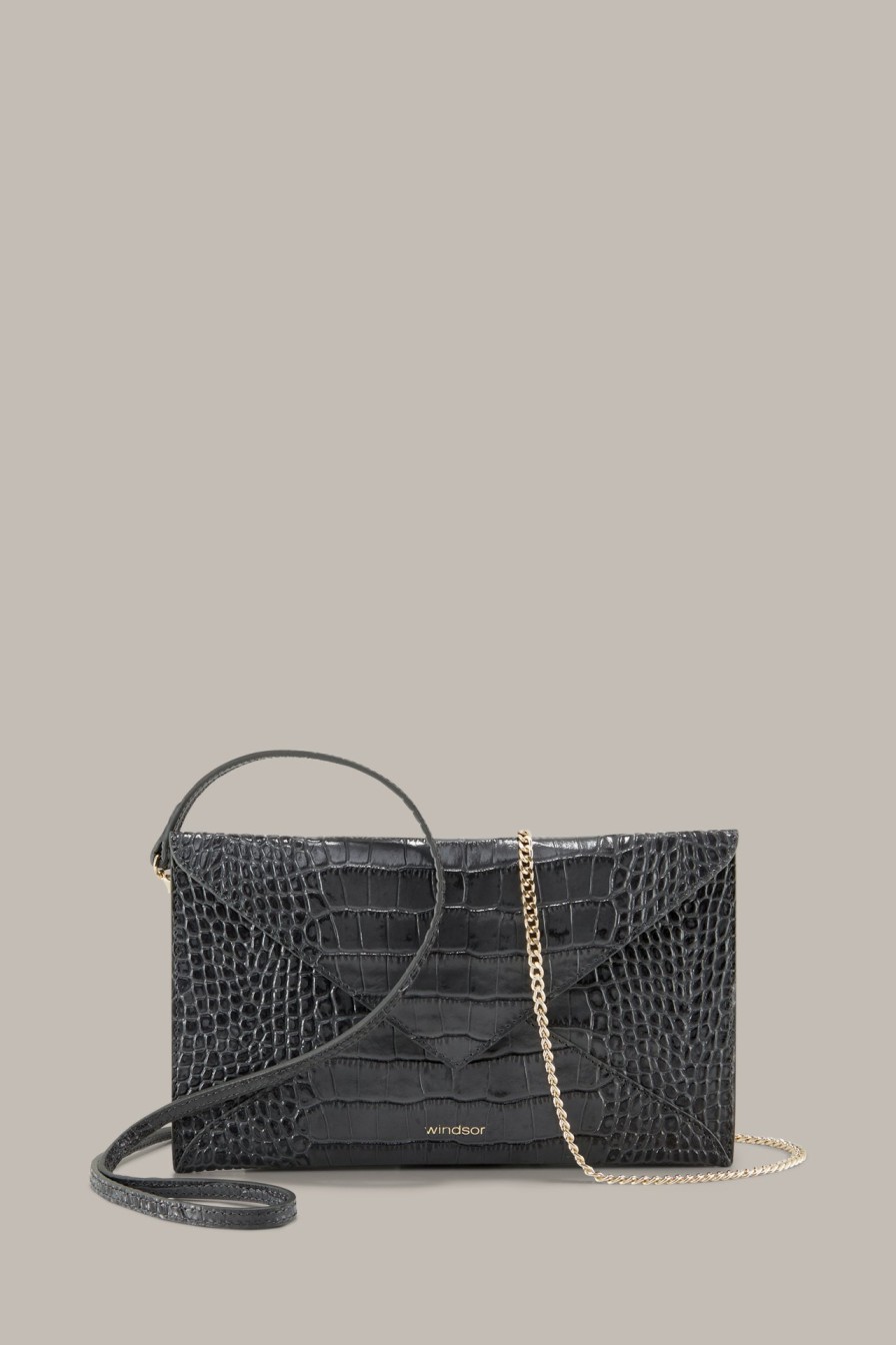 Hot Windsor Nappa Leather Envelope Bag In Anthracite