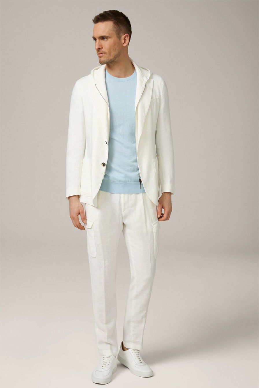 New Windsor Gilo Modular Linen Mix Jacket With Hooded Inlay In Wool White