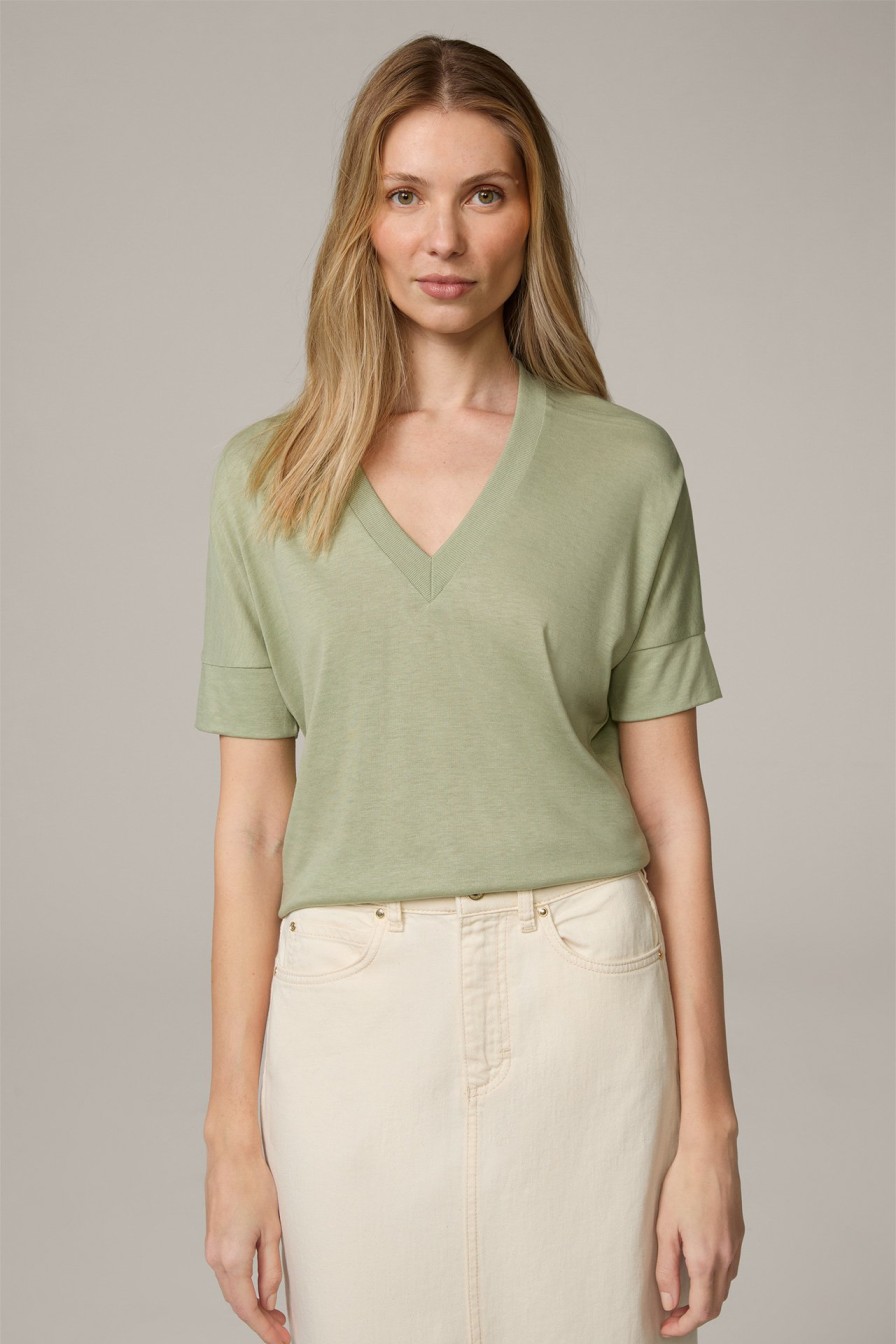 Best Windsor Tencel Cotton V-Neck Shirt In Sage