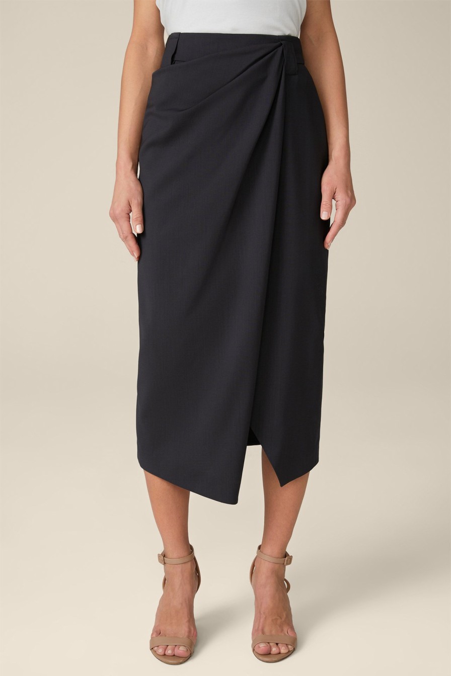 Online Windsor Virgin Wool Midi Skirt With Wrap-Around Detail In Anthracite