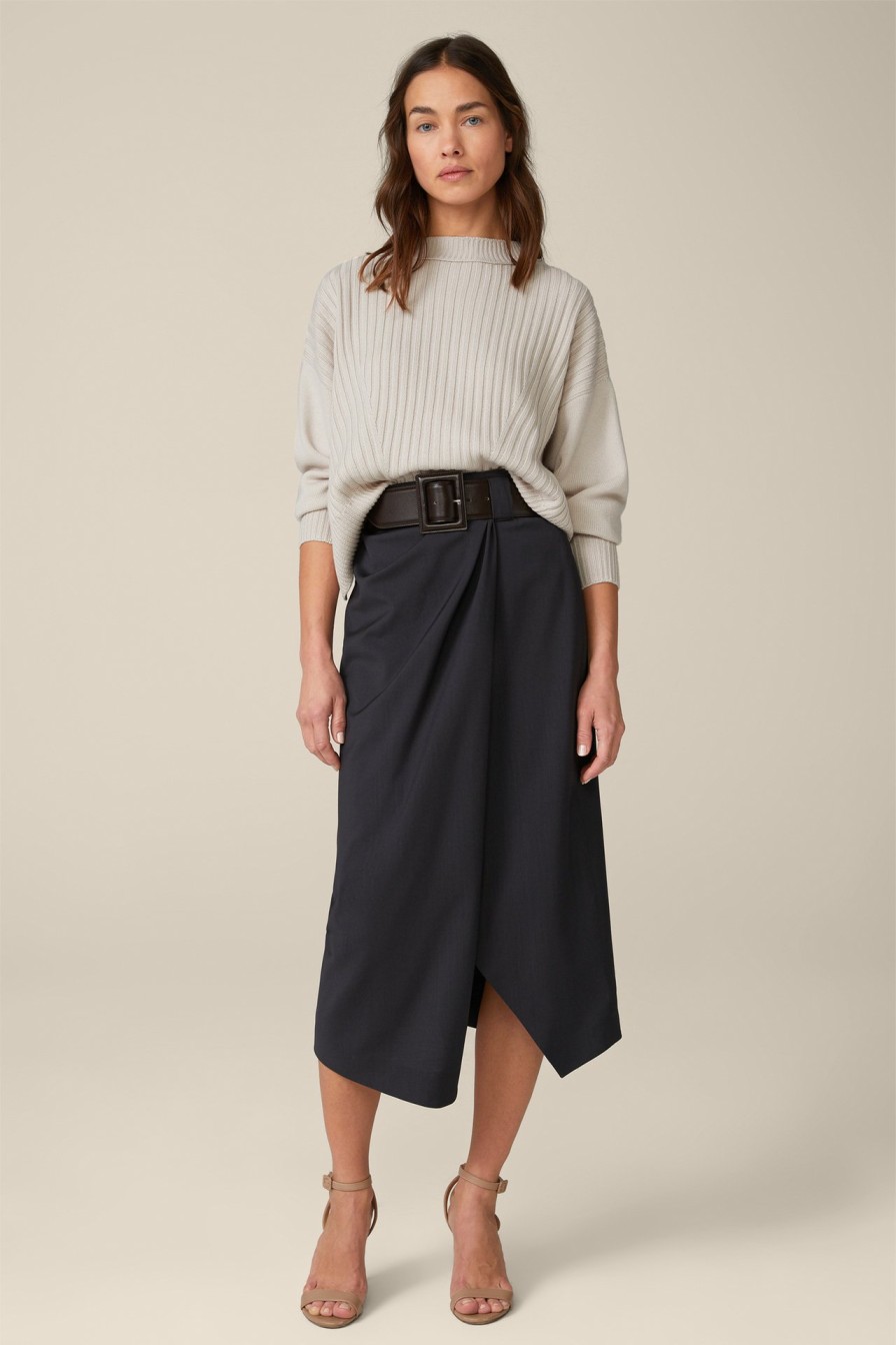 Online Windsor Virgin Wool Midi Skirt With Wrap-Around Detail In Anthracite