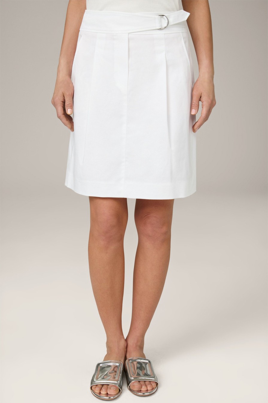 New Windsor Cotton Satin Mini Skirt In White