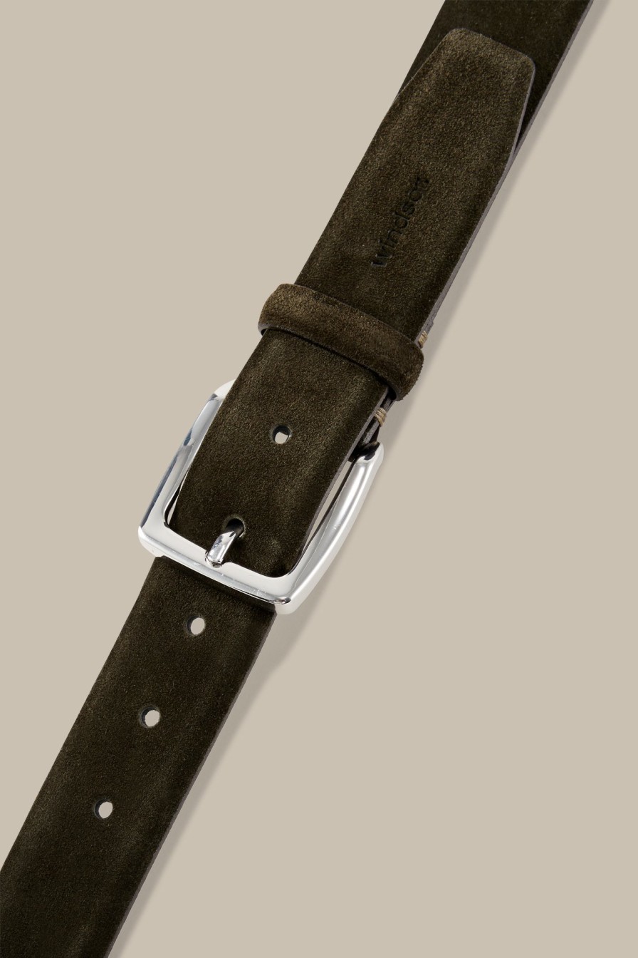 Hot Windsor Suede Belt In Dark Green