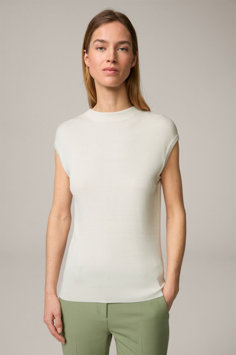 Online Windsor Silk/Cotton Blend Ribbed Knitted Top In Cream