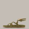 Hot Windsor Flat Suede Strap Sandals By Unutzer In Green