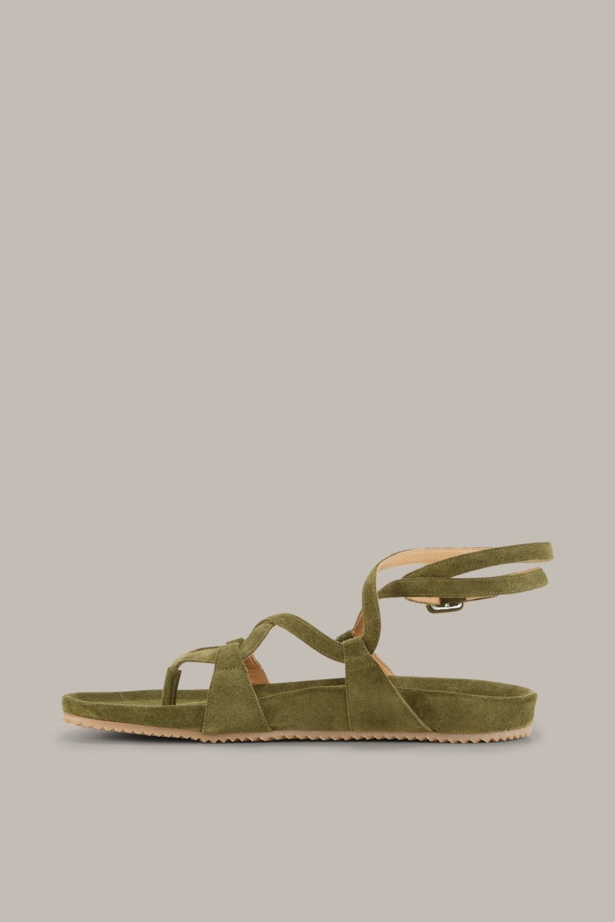 Hot Windsor Flat Suede Strap Sandals By Unutzer In Green