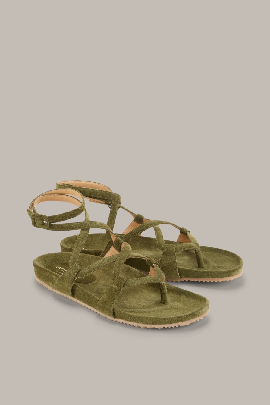 Hot Windsor Flat Suede Strap Sandals By Unutzer In Green