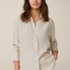 Wholesale Windsor Tencel Shirt-Style Blouse In Light Beige