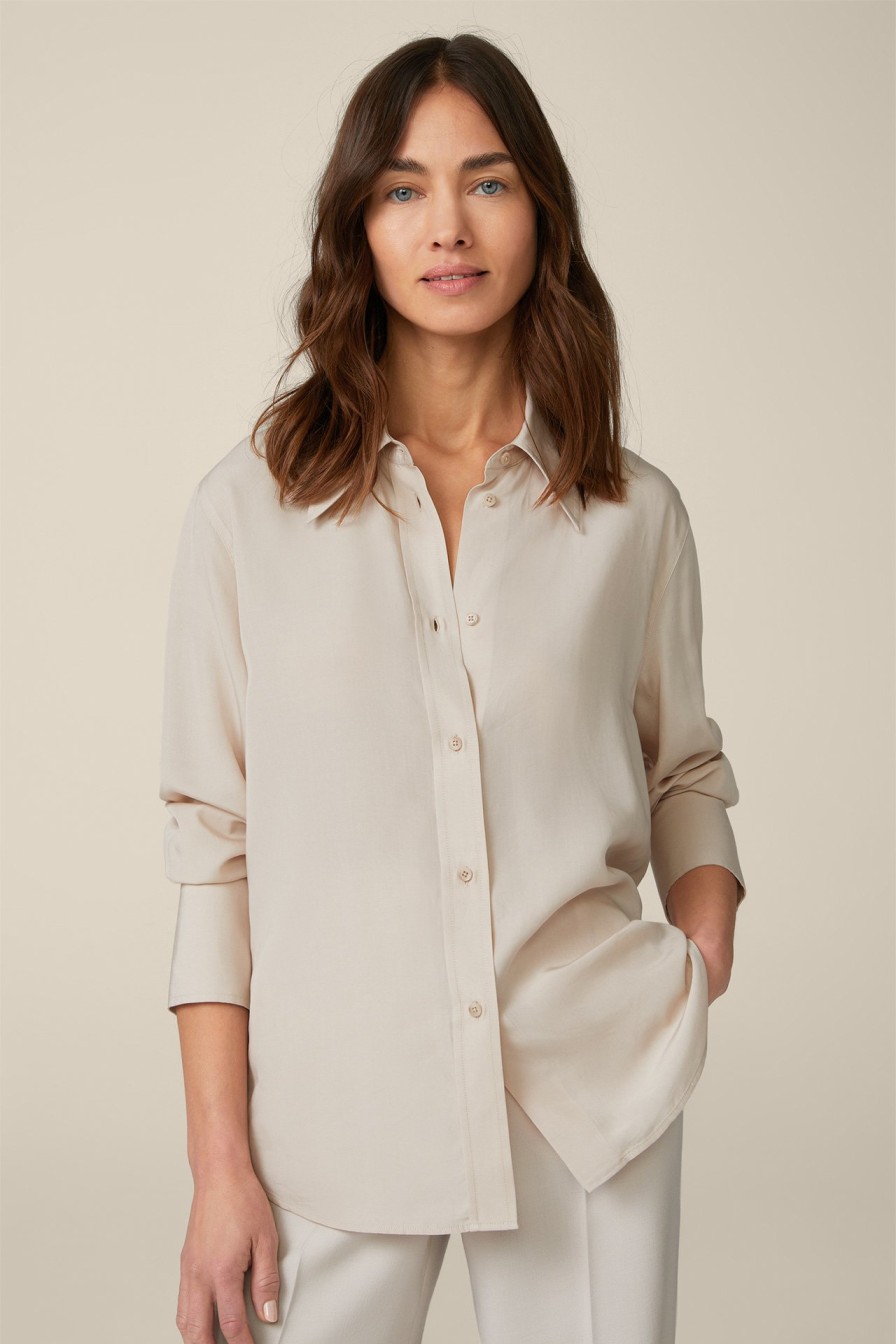 Wholesale Windsor Tencel Shirt-Style Blouse In Light Beige