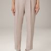 New Windsor Linen Stretch Pleated Front Trousers In Taupe