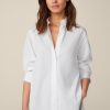 Hot Windsor Poplin Cotton Shirt-Style Blouse In White