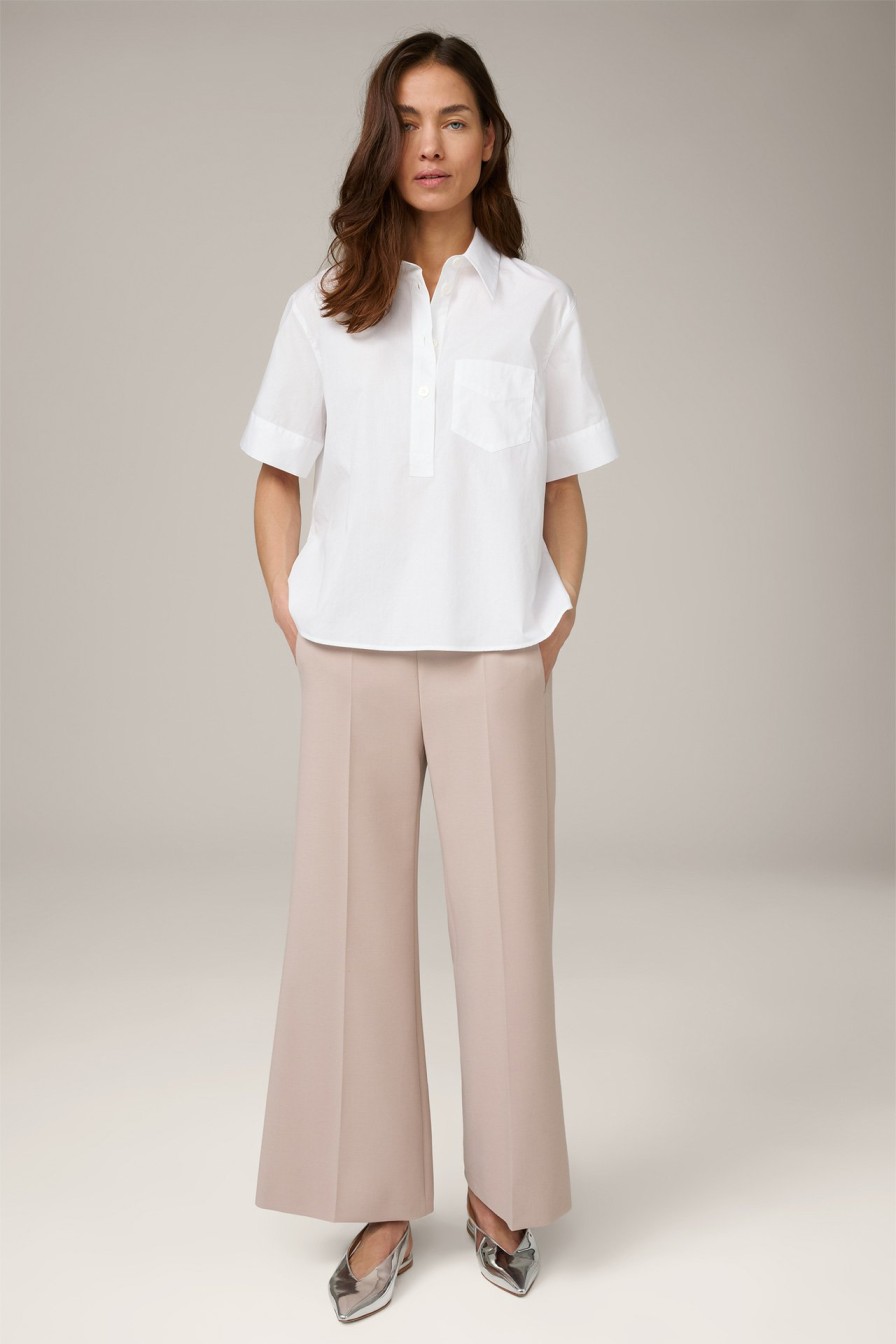 New Windsor Poplin Cotton Short-Sleeved Shirt-Style Blouse In White