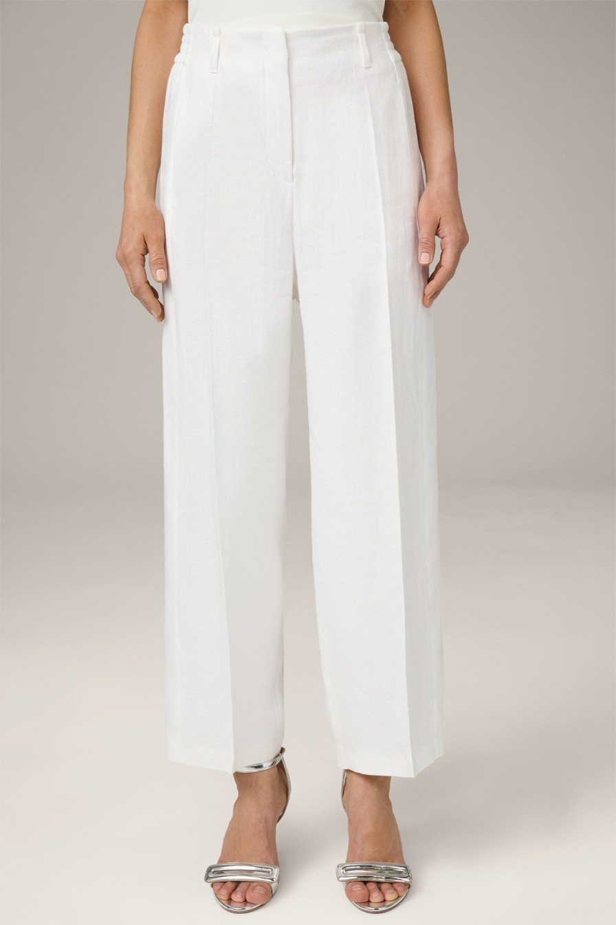 Clearance Windsor Linen Twill Marlene Cropped Trousers In White