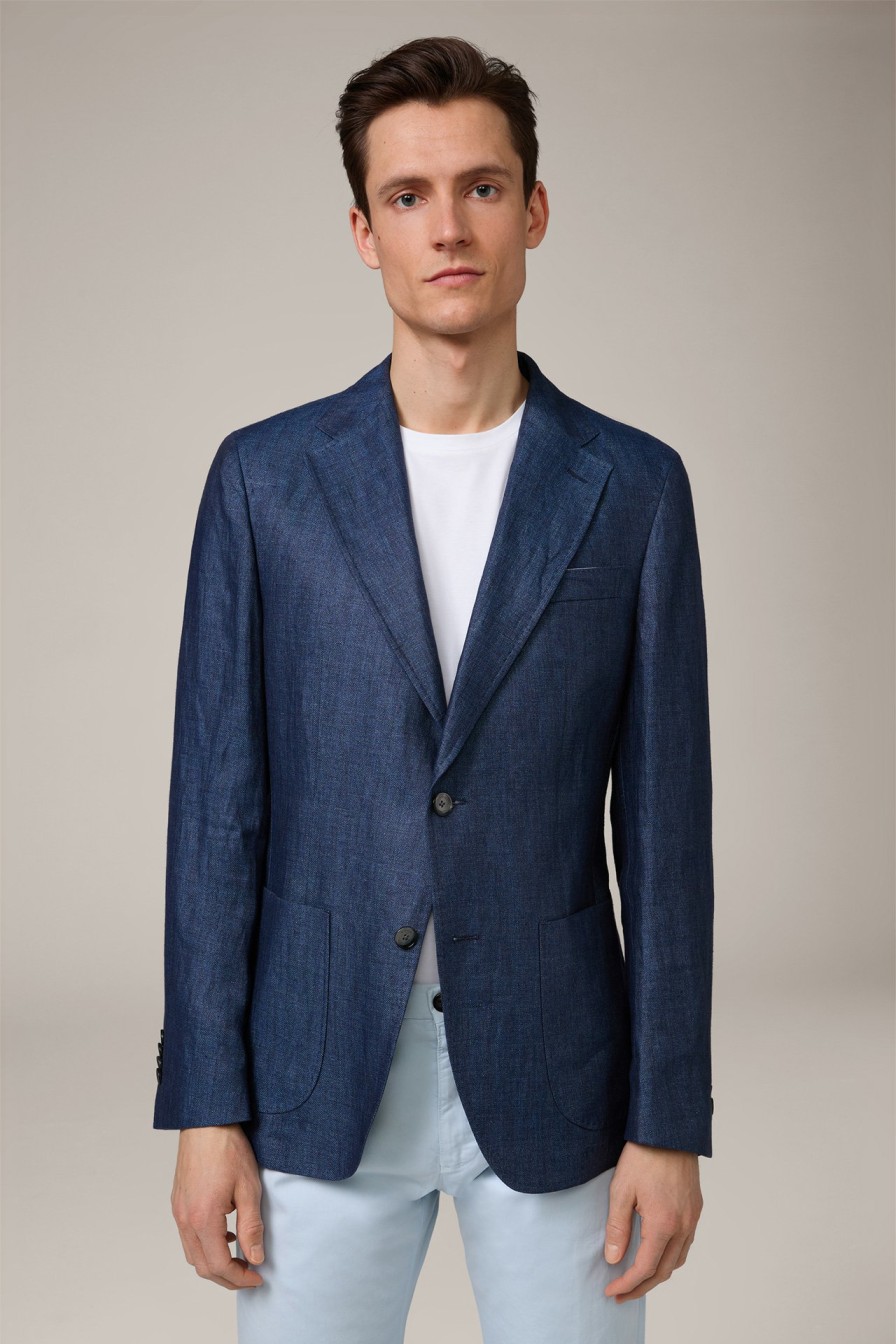 Clearance Windsor Giro Herringbone Linen Jacket In Blue