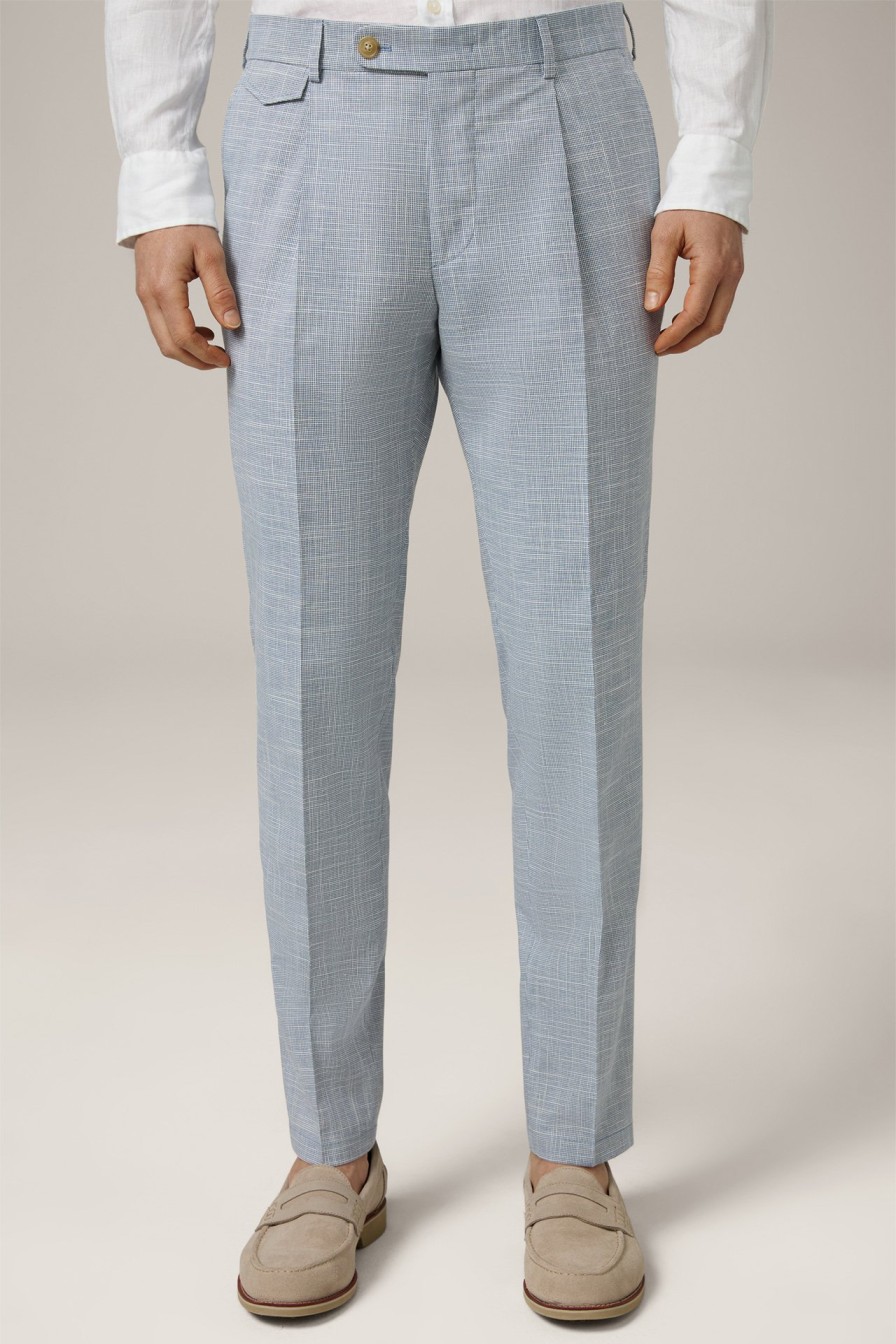 Online Windsor Silvi Modular Cotton Blend Trousers With Pleat-Front In A Navy And White Pattern