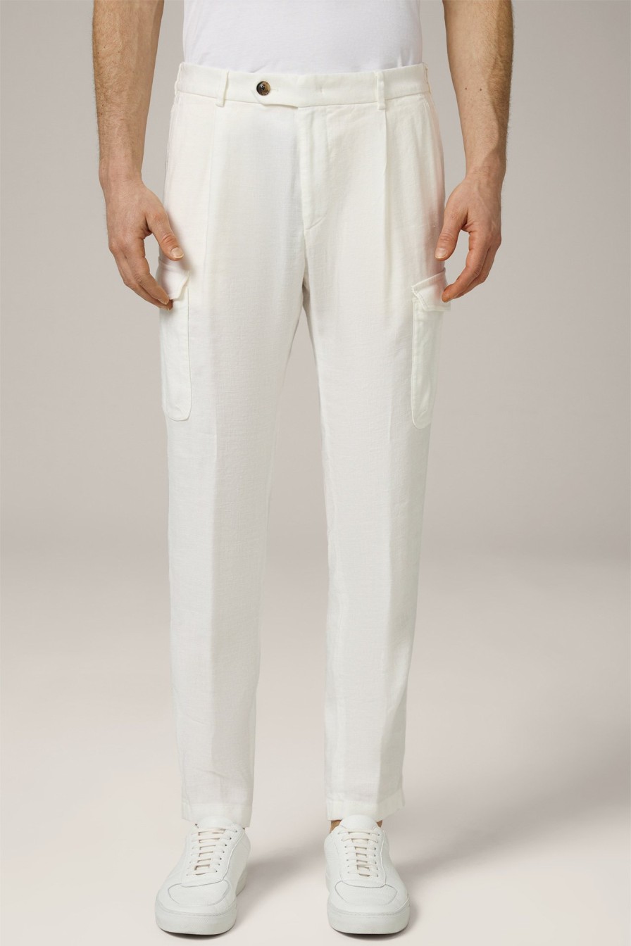 Wholesale Windsor Famo Modular Pleated Cargo Pants In An Off-White Linen Blend