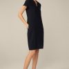 Online Windsor Crepe Shift Short-Sleeved Dress In Navy