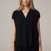 New Windsor Crepe Blouse Top In Navy