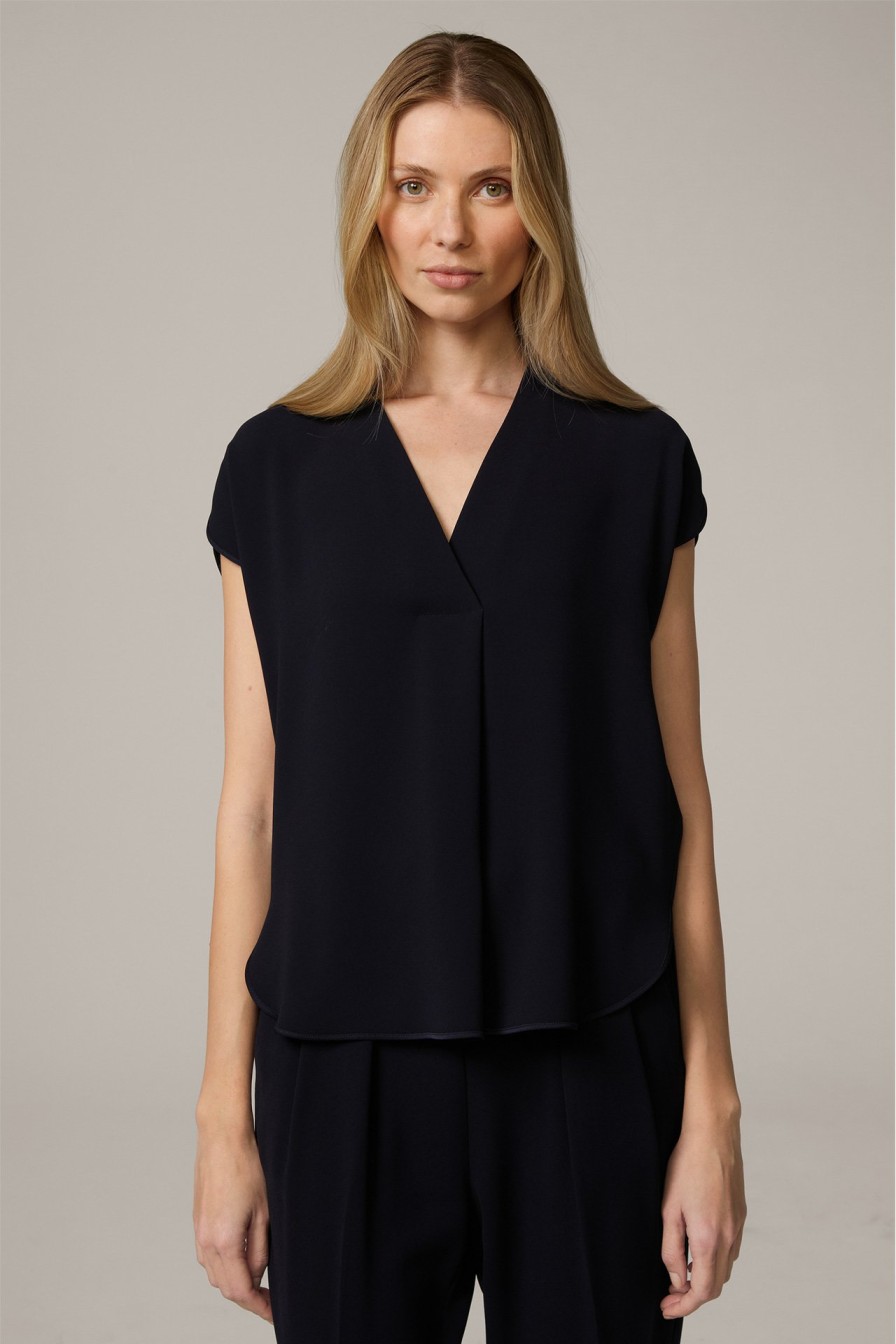 New Windsor Crepe Blouse Top In Navy