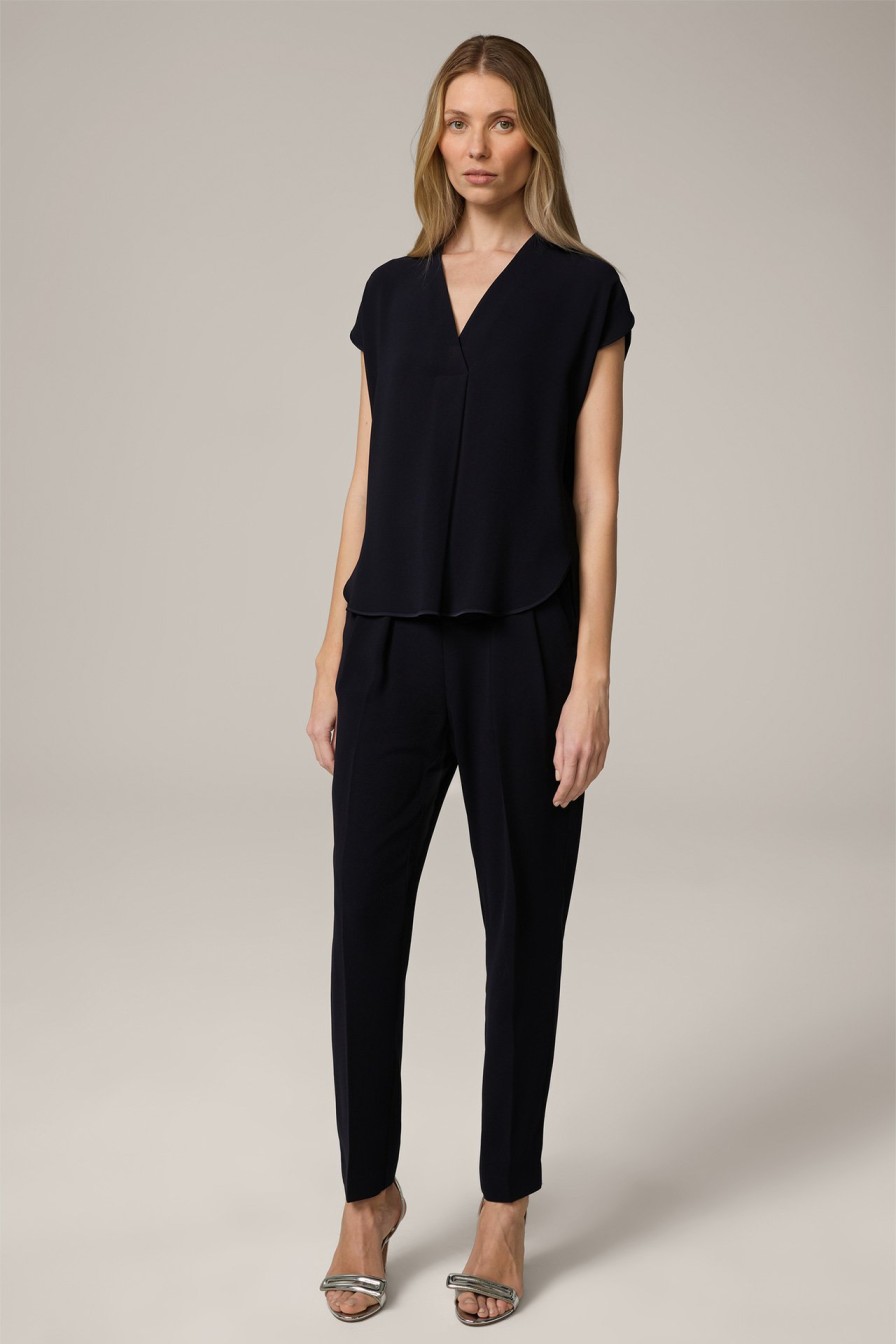 New Windsor Crepe Blouse Top In Navy