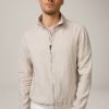 New Windsor Gianio Linen Mix Blouson Jacket With Stand-Up Collar In Beige