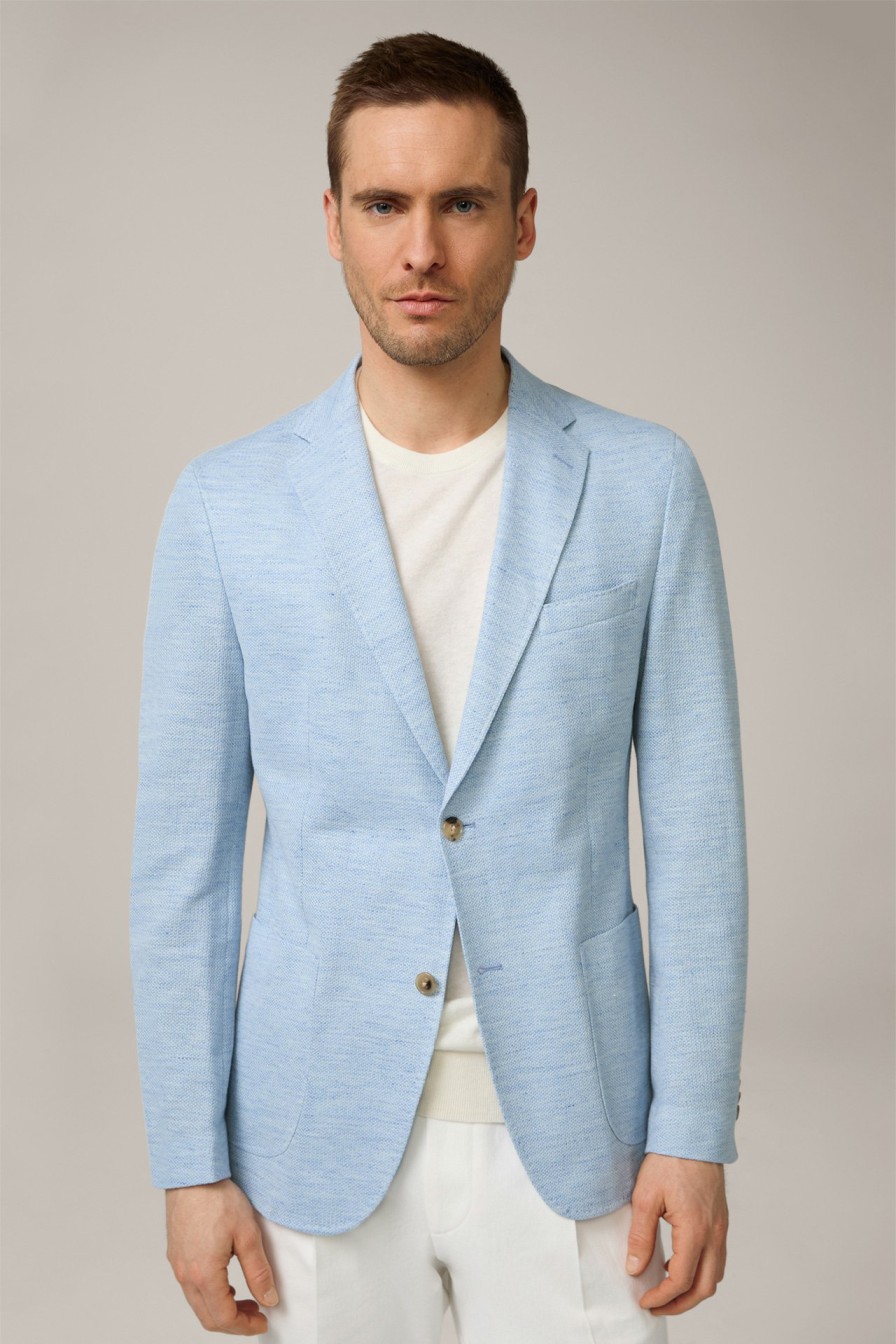 Best Windsor Giro Linen Blend Jacket With Cotton In Light Blue Marl