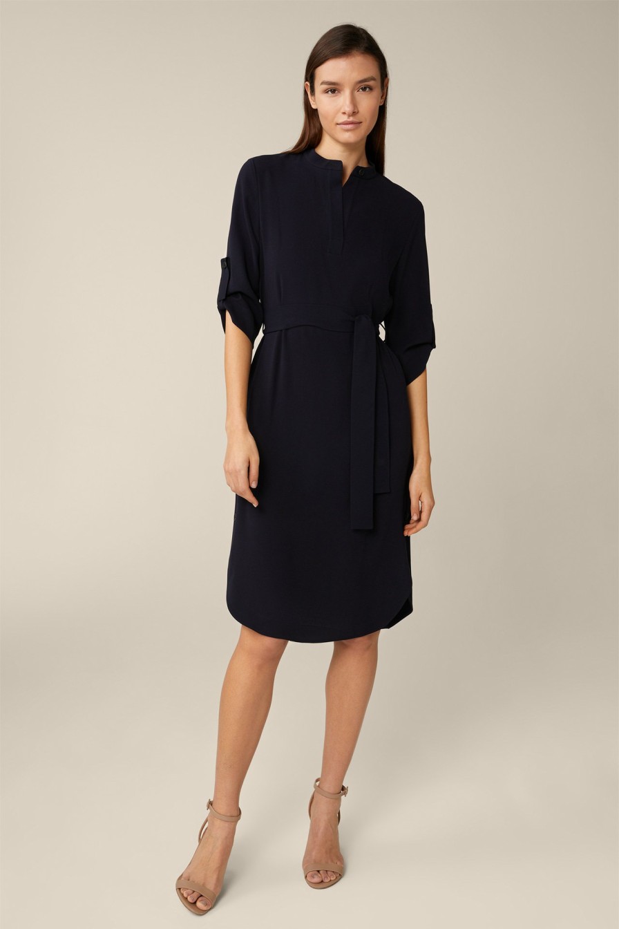 Clearance Windsor Crepe Shirt Dress In Navy