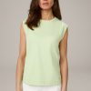 Hot Windsor Cotton Interlock Shirt With Cap Sleeves In Light Green