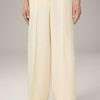 Clearance Windsor Linen Stretch Palazzo Trousers, Cropped, In Pale Yellow