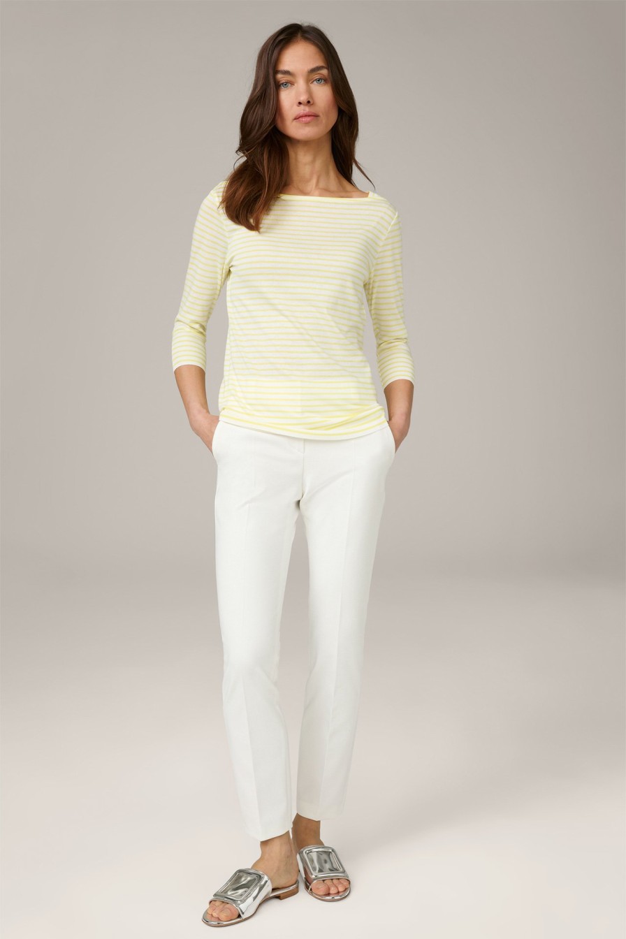 Clearance Windsor Tencel Cotton Shirt In Yellow And Ecru Stripes