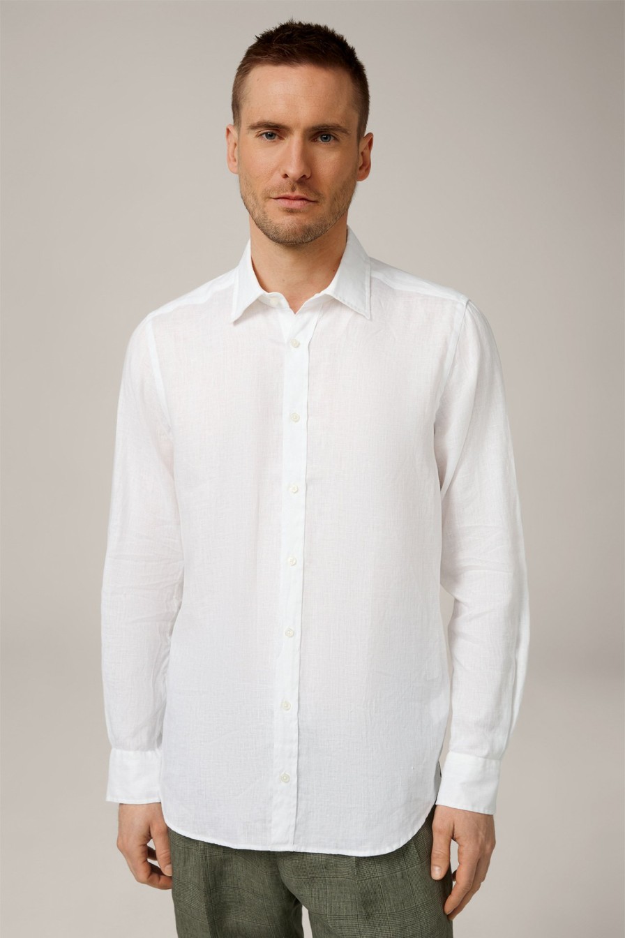 Clearance Windsor Lapo Linen Shirt In White Flecked