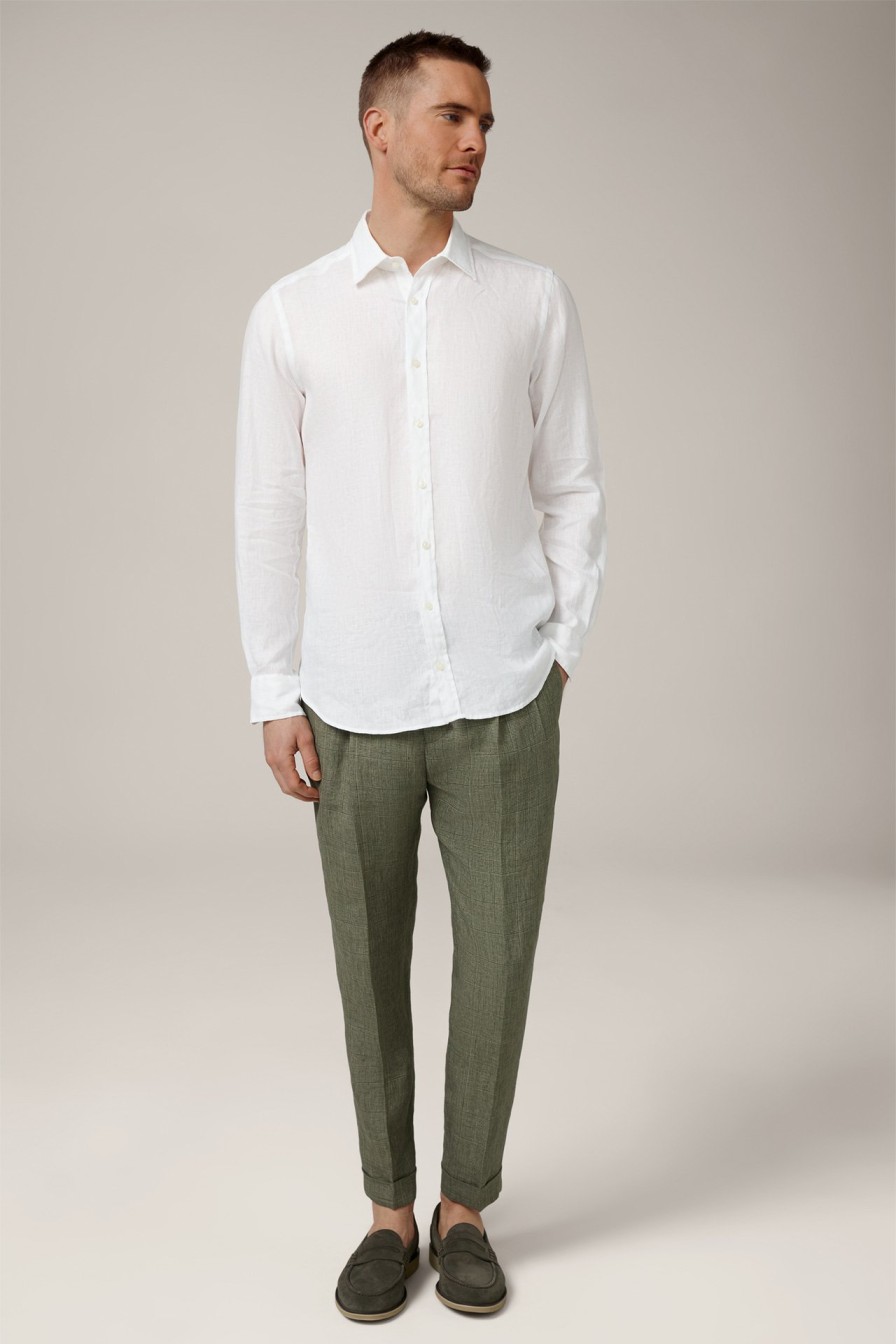 Clearance Windsor Lapo Linen Shirt In White Flecked