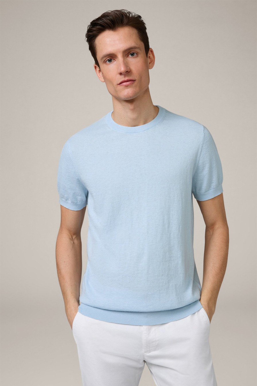 New Windsor Cashmino Cotton Knitted T-Shirt With Cashmere In Light Blue