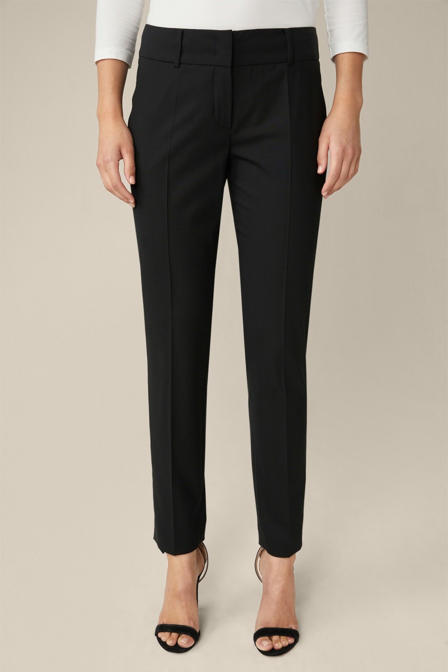 Hot Windsor Virgin Wool Stretch Trousers In Black