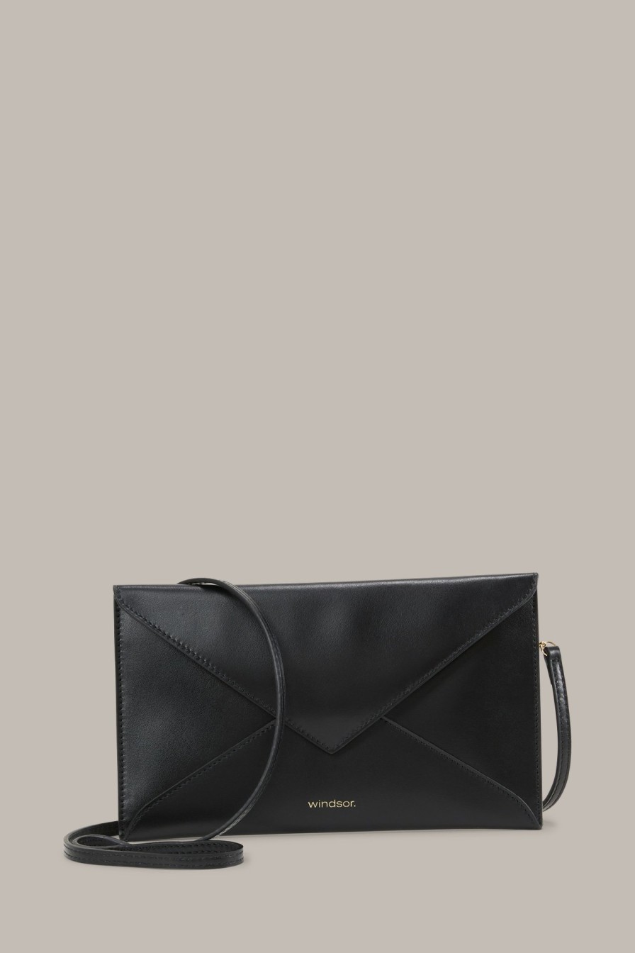 Online Windsor Nappa Leather Envelope Bag In Black