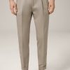 Clearance Windsor Sapo Cotton Chinos With Pleat-Front In Grey-Beige